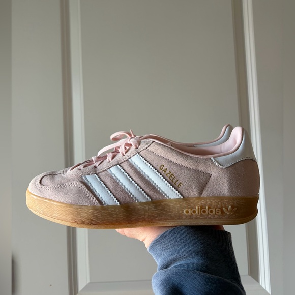 adidas Shoes - adidas Pink Suede Gazelle Sneaker with White Stripes